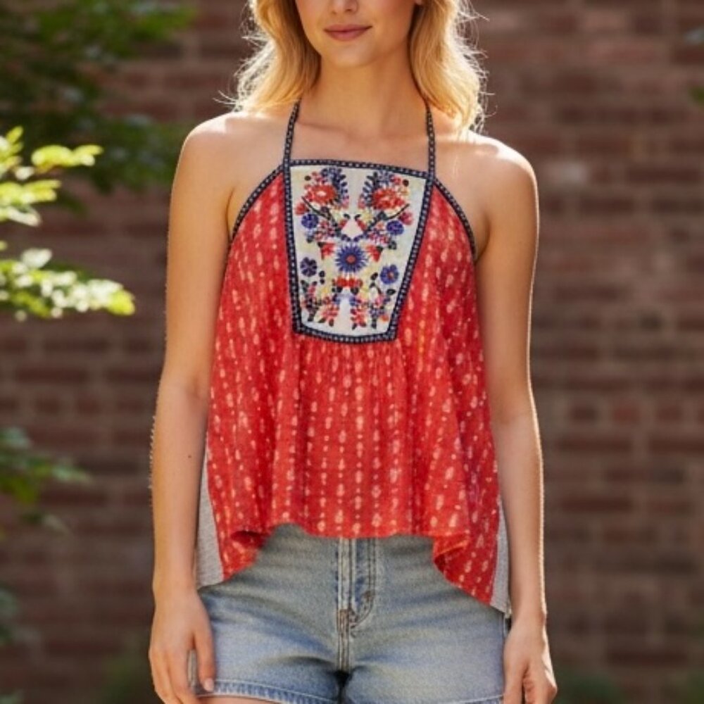 Jolt Juniors Embroidered Floral Summer Tank Top Large